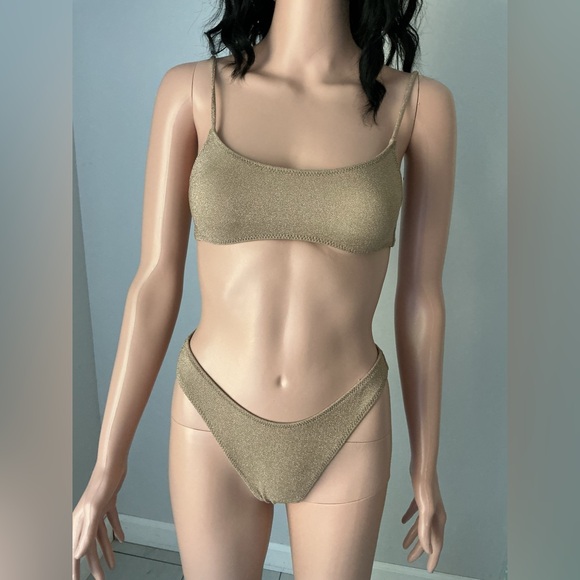 LA Hearts by PacSun Gold California Lurex Sporty Bikini Bottom - Picture 5 of 13